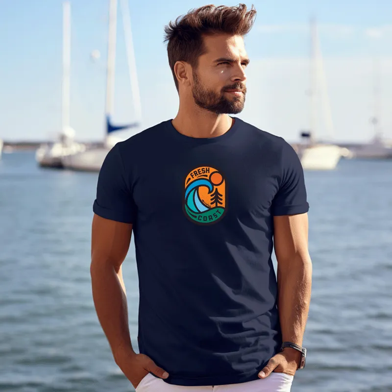 SALE "Living On The Fresh Coast" Men's Crew T-Shirt