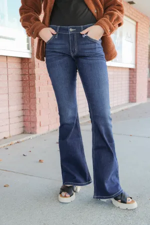 Samuel Mid Rise Flare Jeans - Dark Wash