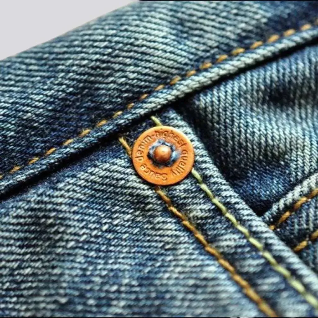 Sanded whiskered selvedge jeans for men