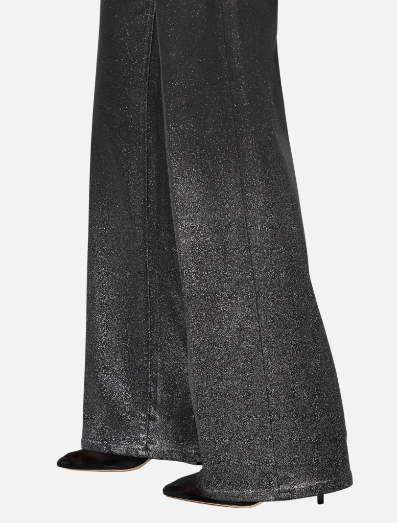 Sasha High Rise Wide Leg - Black Silver Glitter Ombre