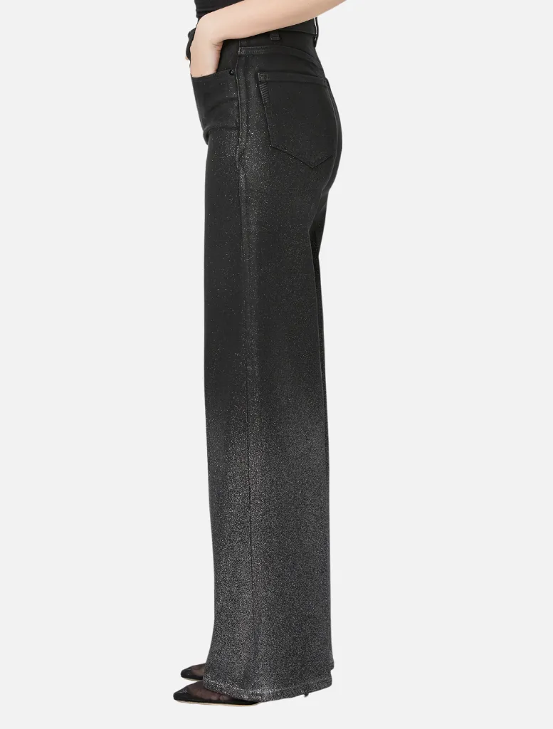 Sasha High Rise Wide Leg - Black Silver Glitter Ombre