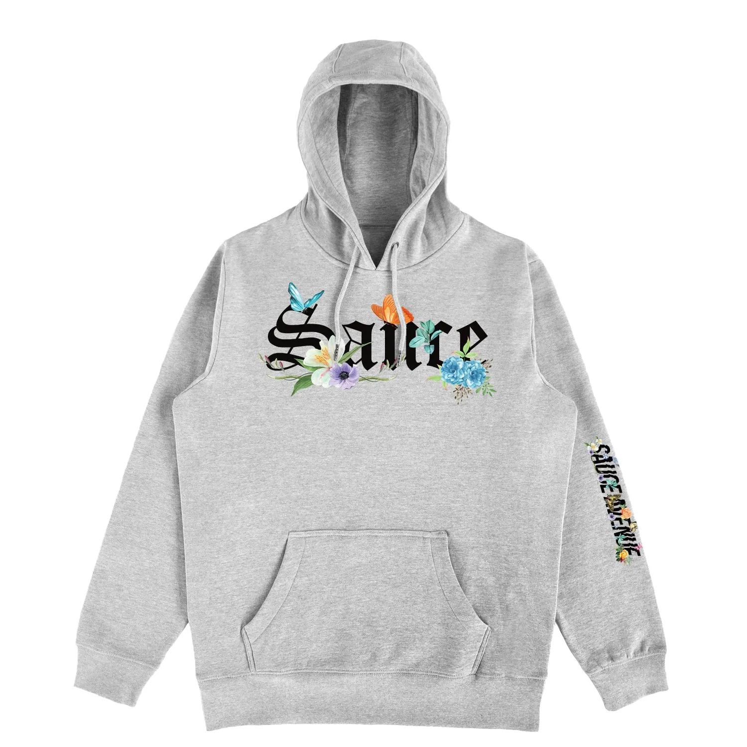 Sauce OE Flowers & Butterflies Black | Light Gray Hoodie