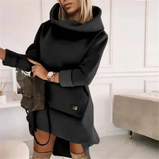 Seasonorestige Women's Long Sleeeve Hoodie Dress