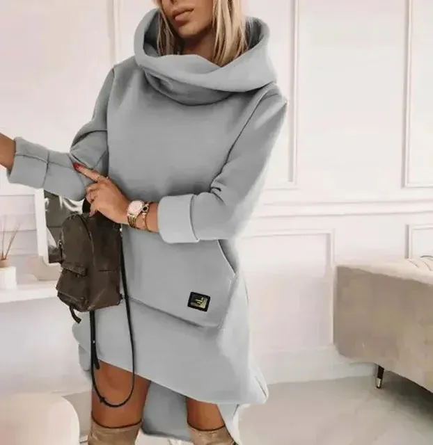 Seasonorestige Women's Long Sleeeve Hoodie Dress