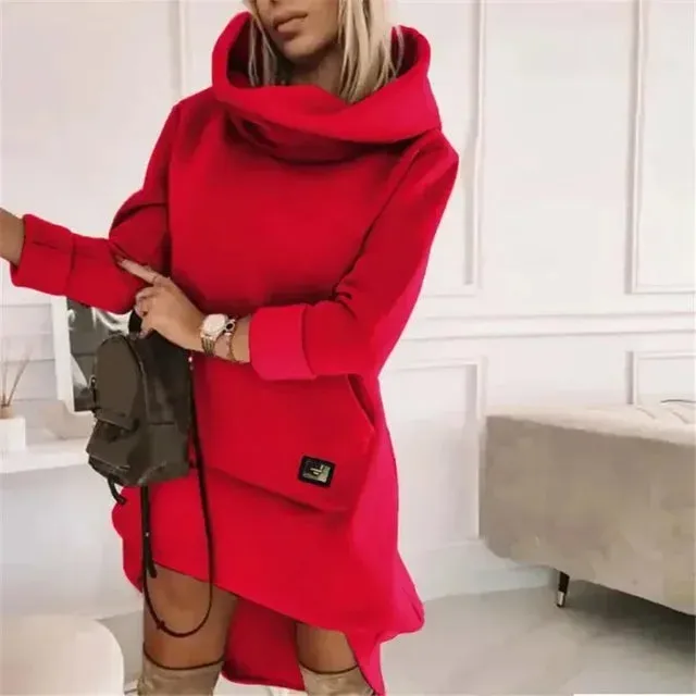 Seasonorestige Women's Long Sleeeve Hoodie Dress