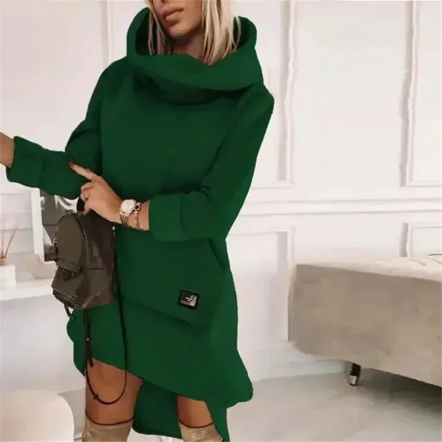 Seasonorestige Women's Long Sleeeve Hoodie Dress