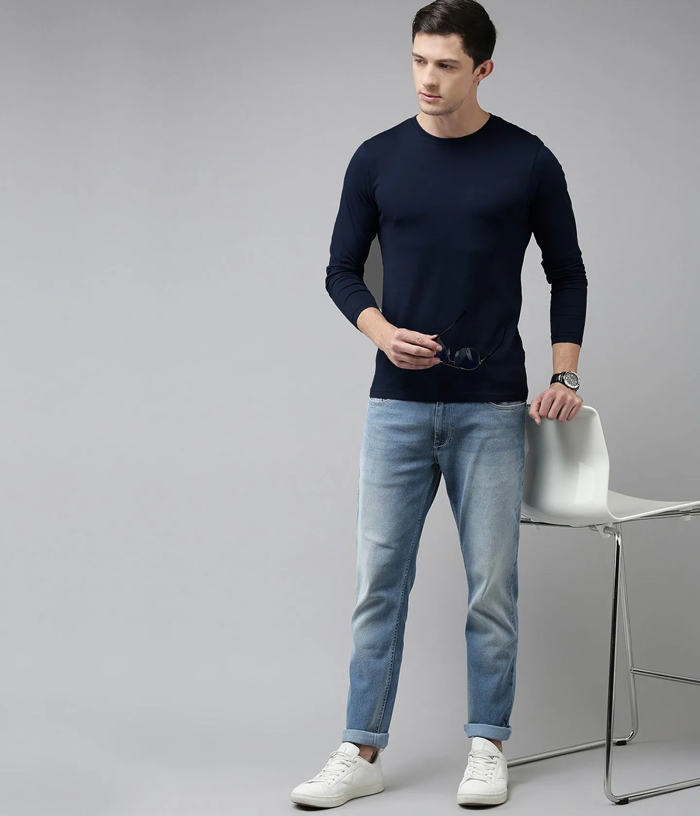 Semantic Full Sleeve Cotton T-shirt - Solid