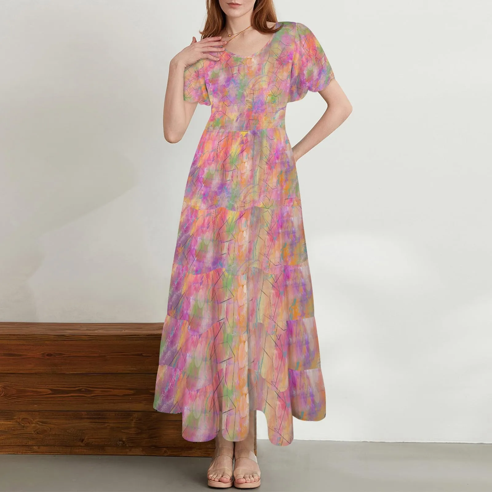 Shapes Round Neck Maxi Dress up to 5 XL (FWS)