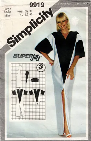 Simplicity 9919 Womens SUPER JIFFY Colour Block Caftan or Cover Up 1980s Vintage Sewing Pattern Size LARGE 18 - 20
