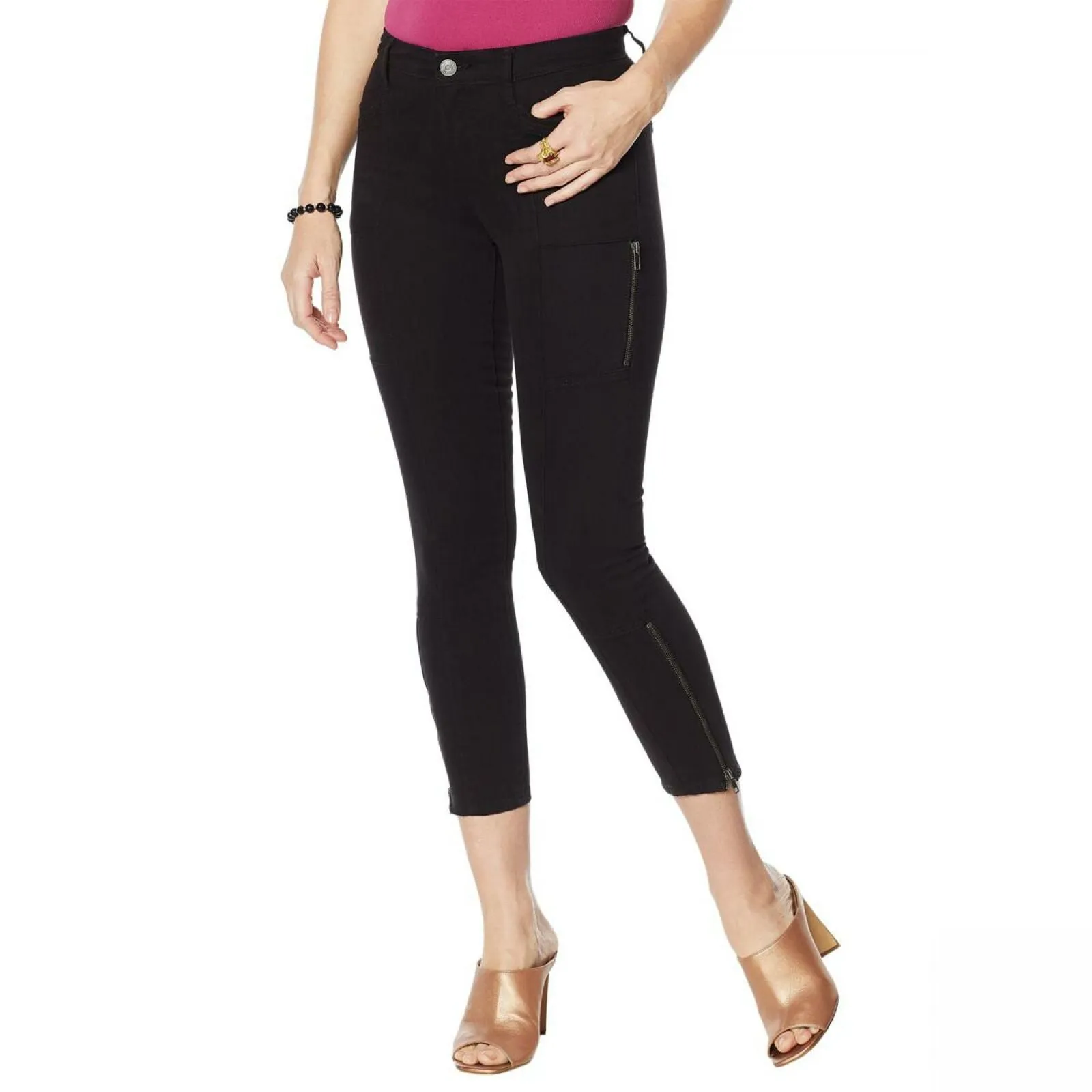 Skinnygirl Women's Plus Size Skinny Ankle Twill Jeans With Seams
