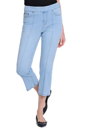 Slimsation Pintuck Flare Leg Crop Jean - Light Indigo