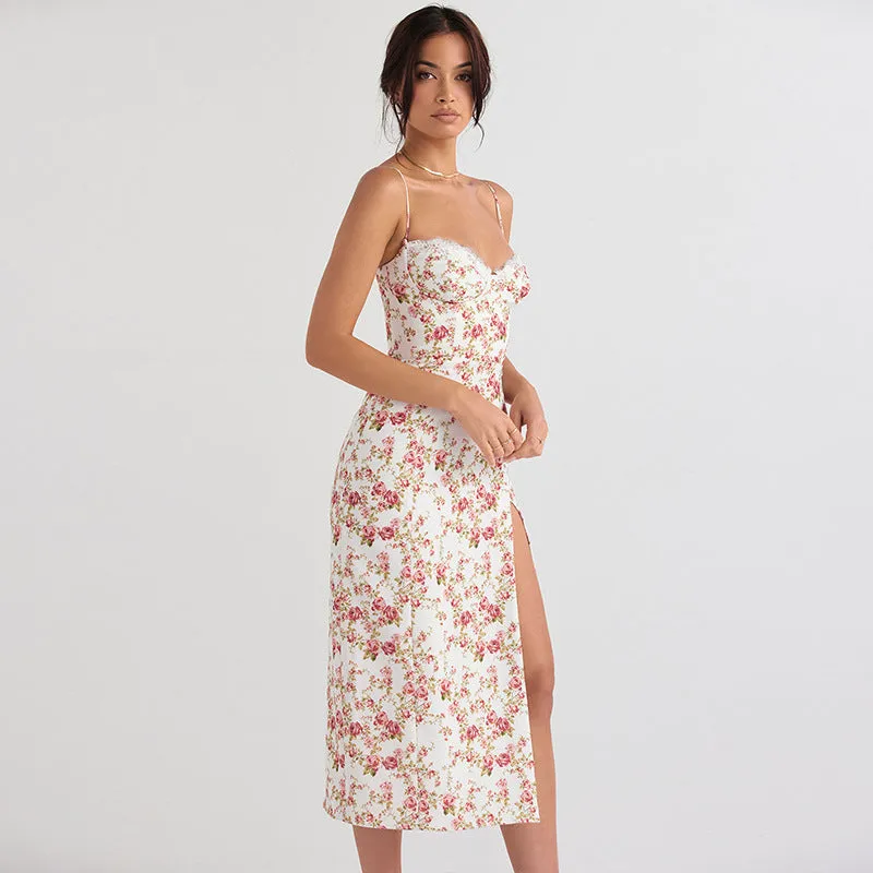 Small Floral Split Strap Dress