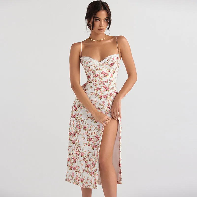 Small Floral Split Strap Dress