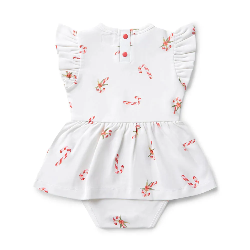 Snuggle Hunny Short Sleeve Organic Dress - Candy Cane