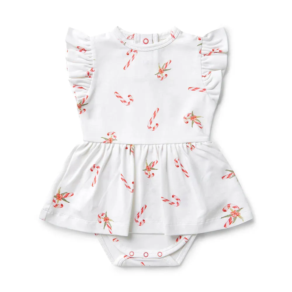 Snuggle Hunny Short Sleeve Organic Dress - Candy Cane