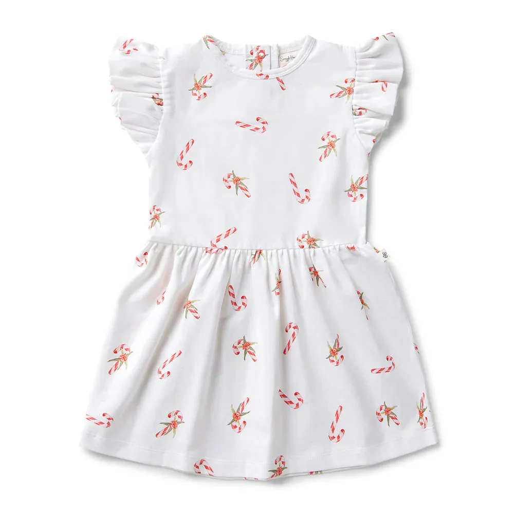 Snuggle Hunny Short Sleeve Organic Dress - Candy Cane