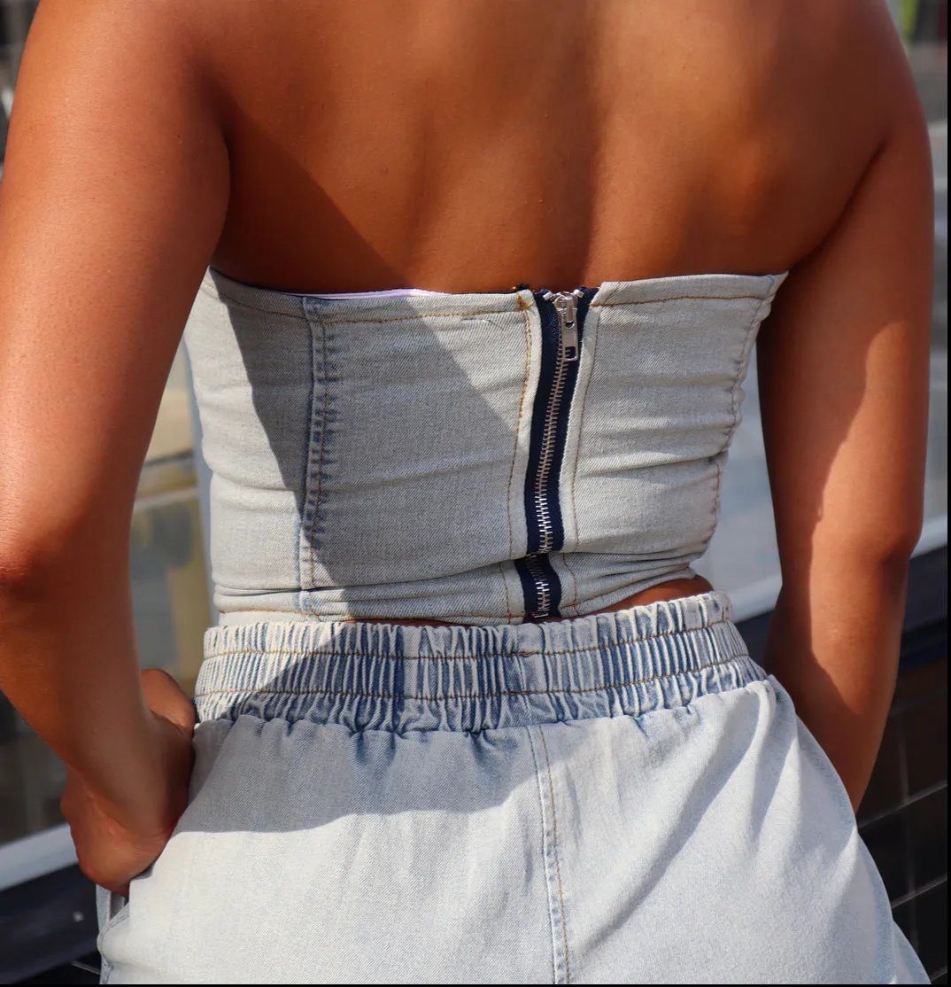 So Nice Denim Corset Set
