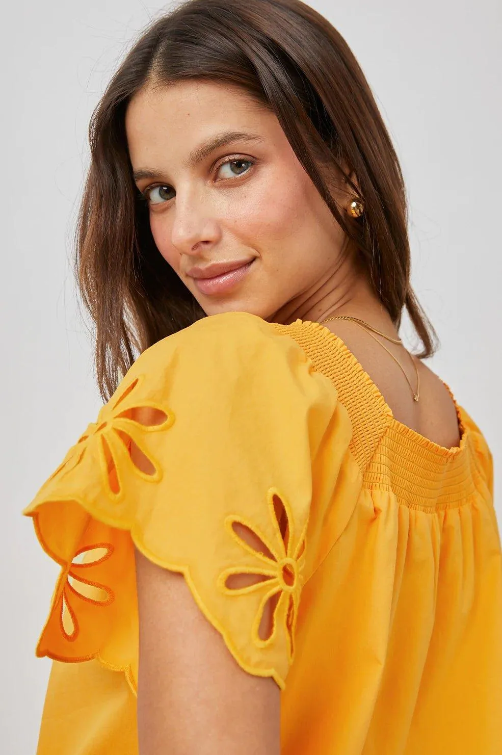 Sonora Top Marigold Eyelet