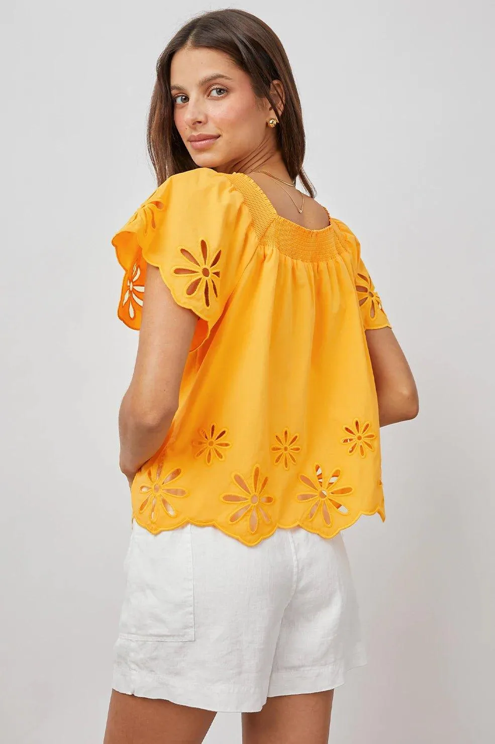 Sonora Top Marigold Eyelet