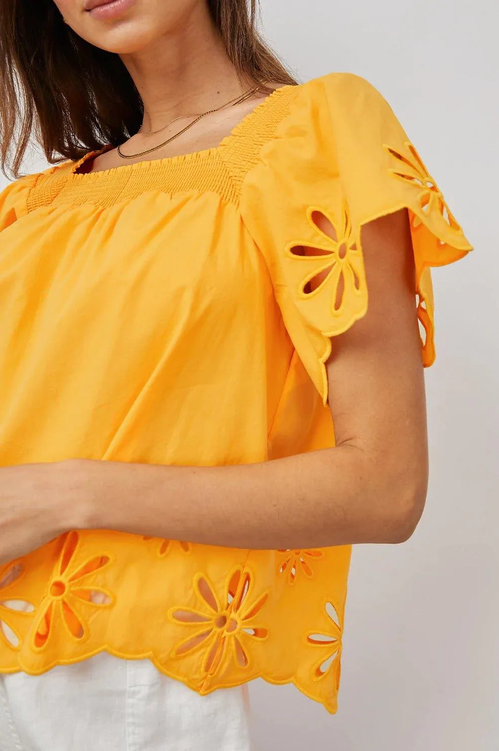 Sonora Top Marigold Eyelet