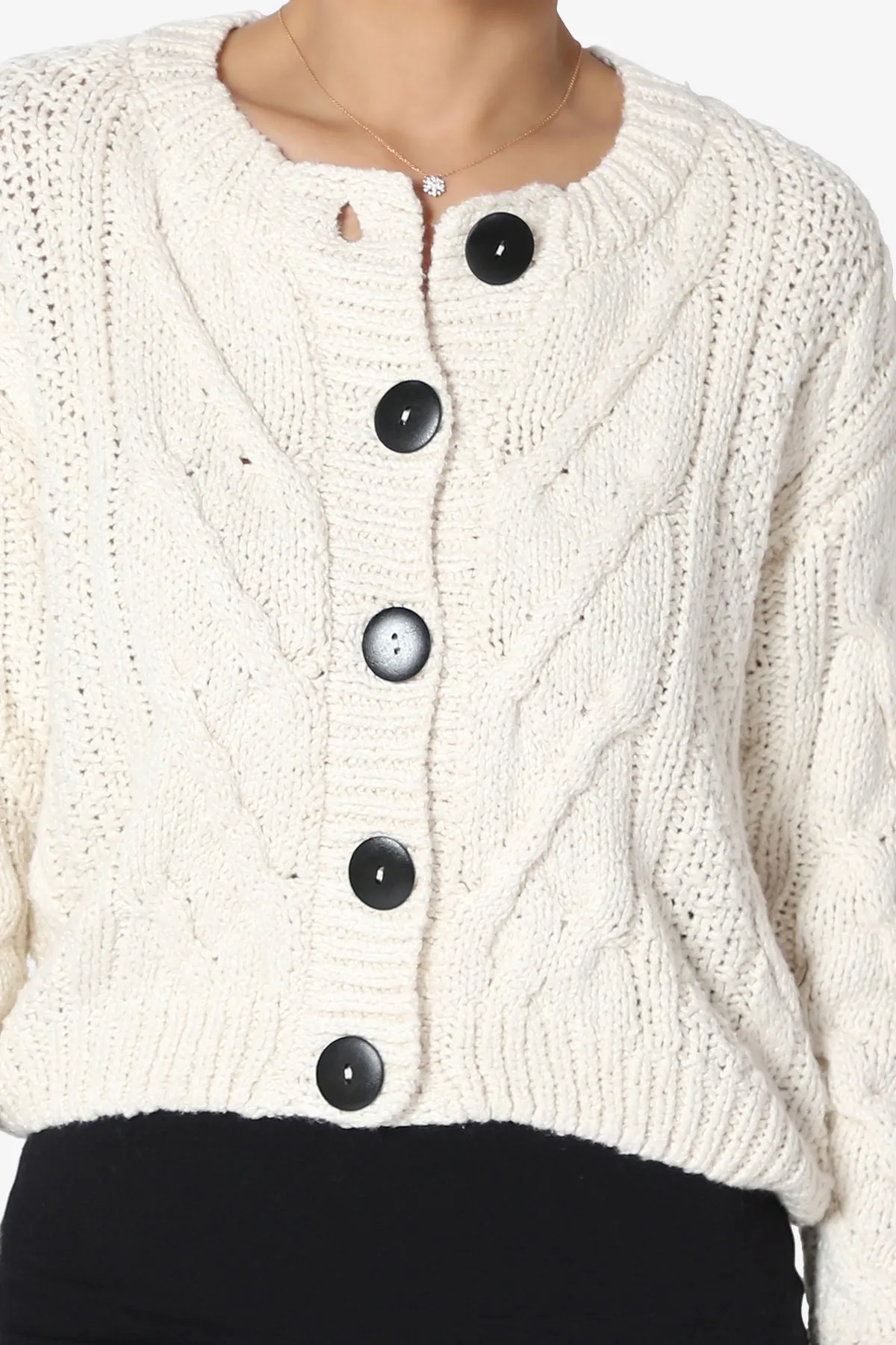 Spain Cropped Cable Knit Sweater Cardigan