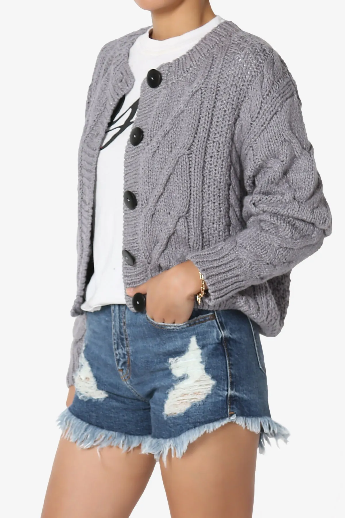 Spain Cropped Cable Knit Sweater Cardigan