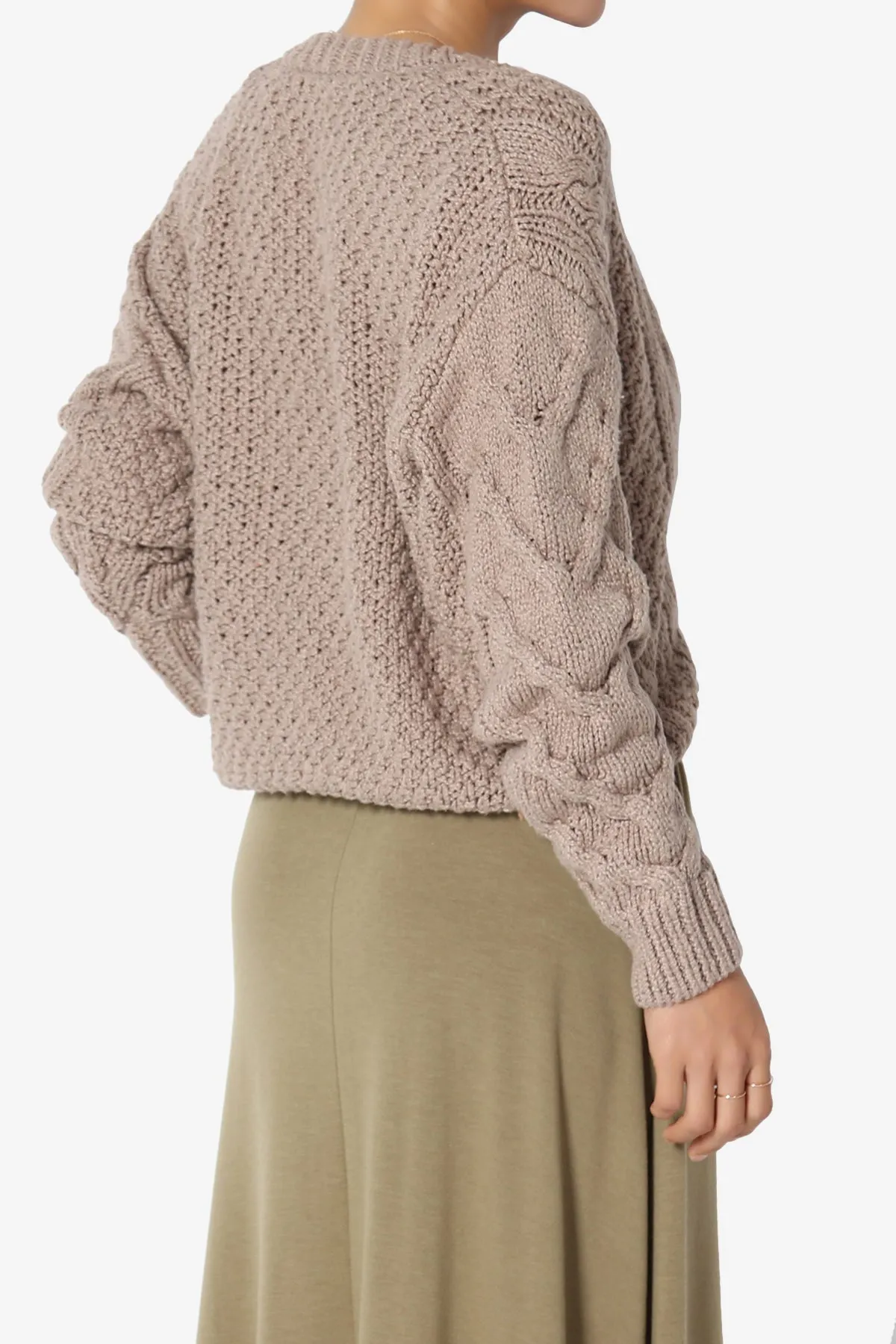 Spain Cropped Cable Knit Sweater Cardigan