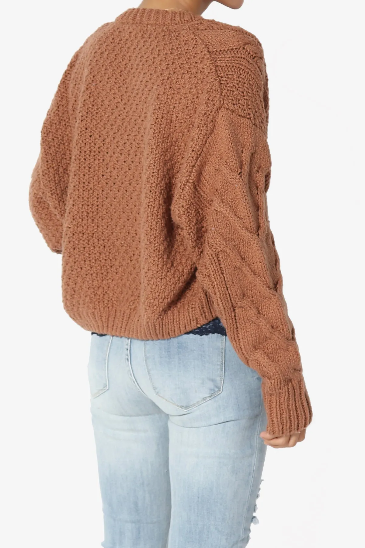 Spain Cropped Cable Knit Sweater Cardigan