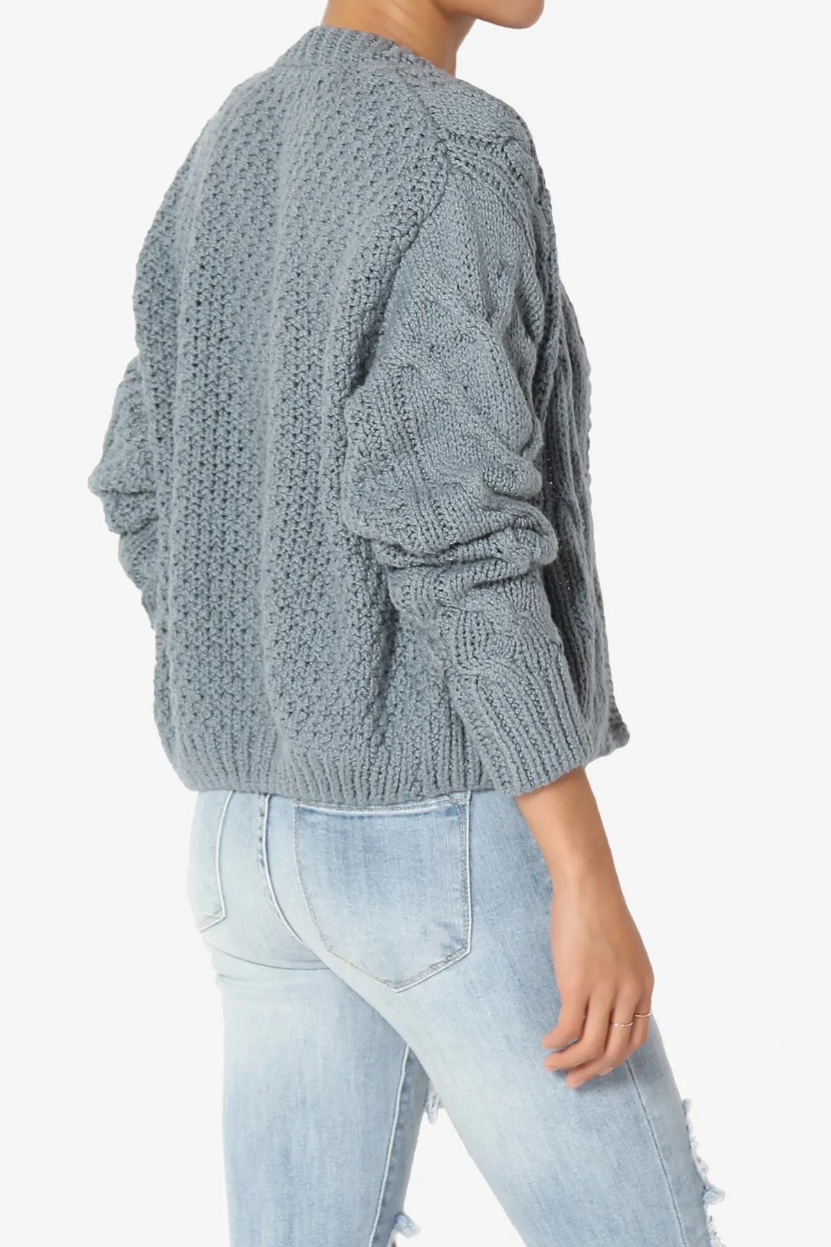 Spain Cropped Cable Knit Sweater Cardigan