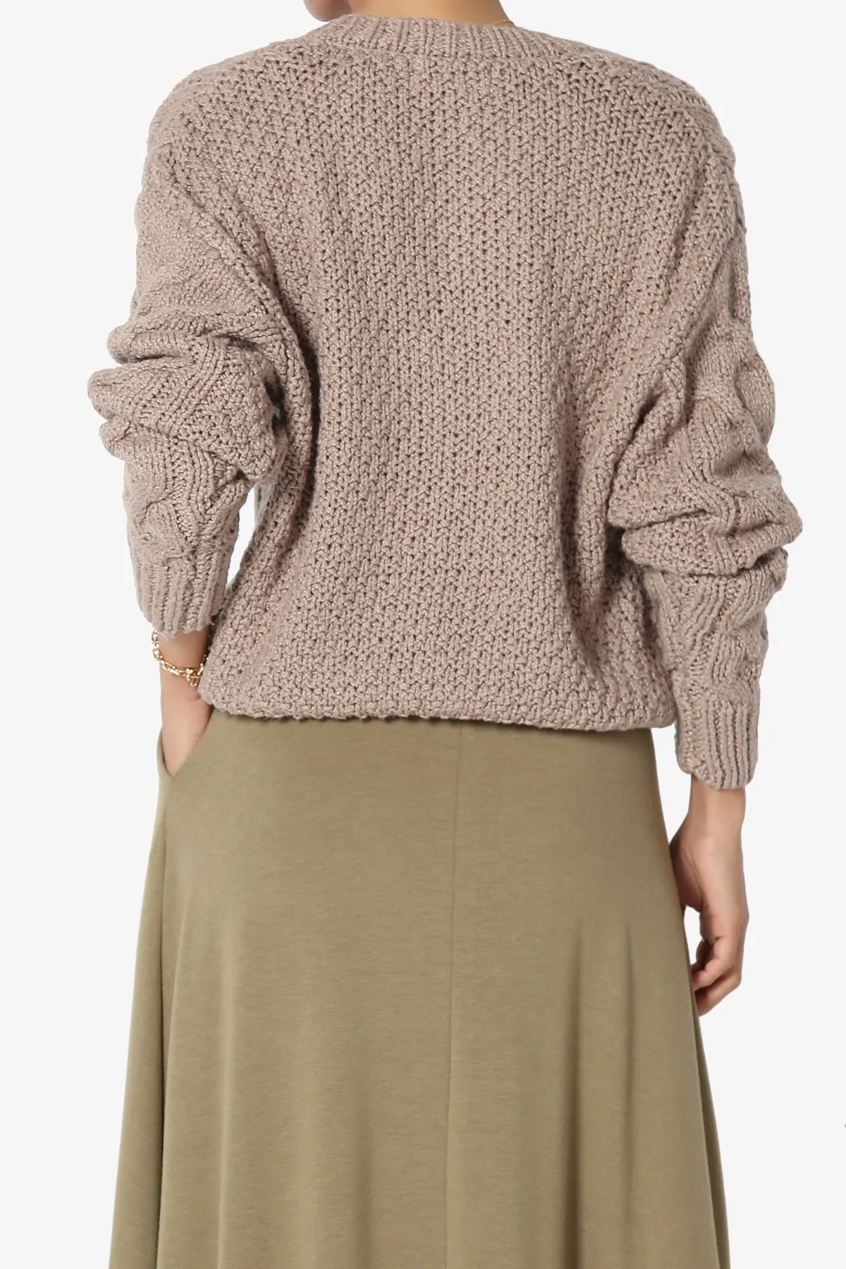 Spain Cropped Cable Knit Sweater Cardigan