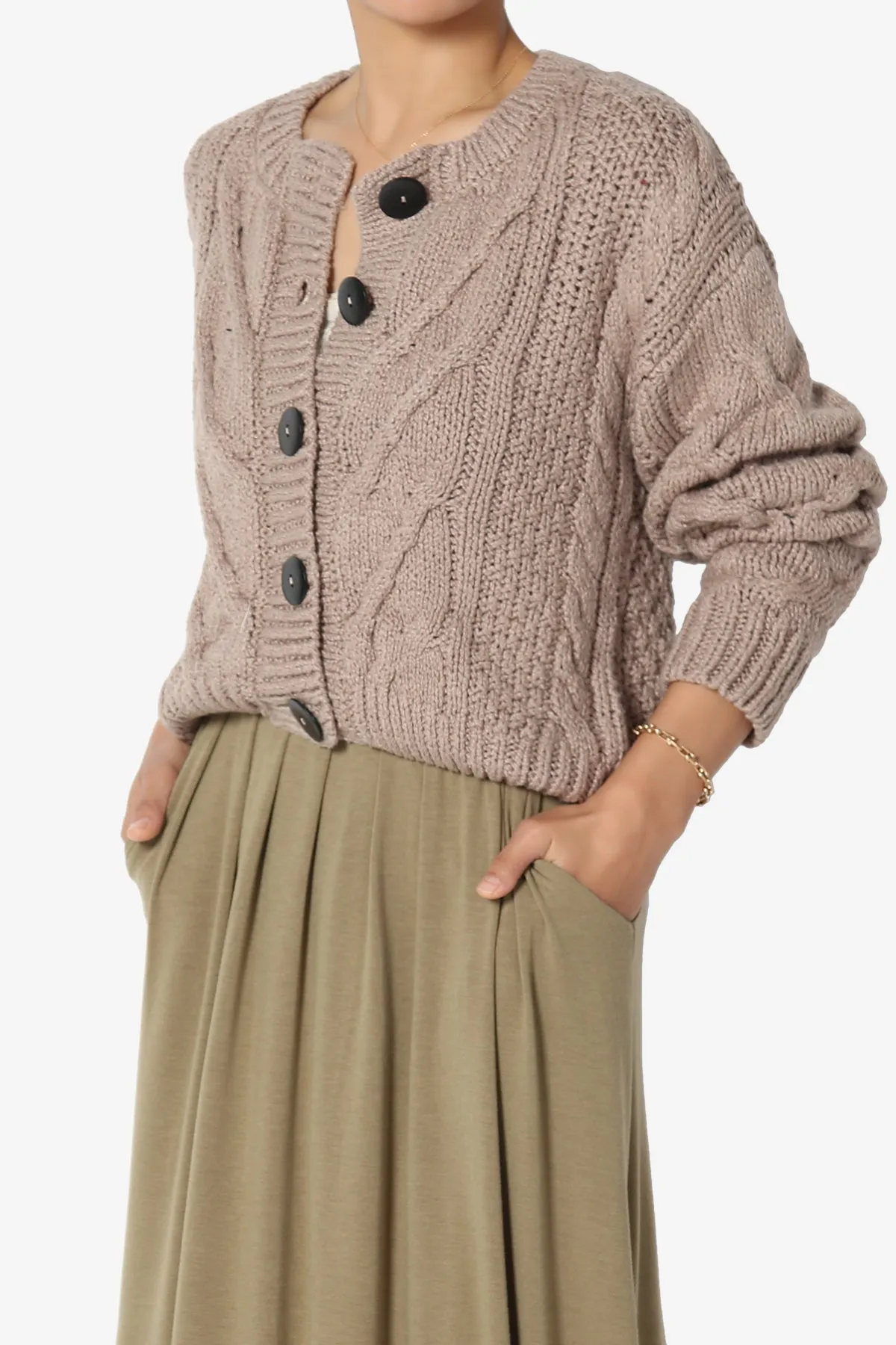 Spain Cropped Cable Knit Sweater Cardigan