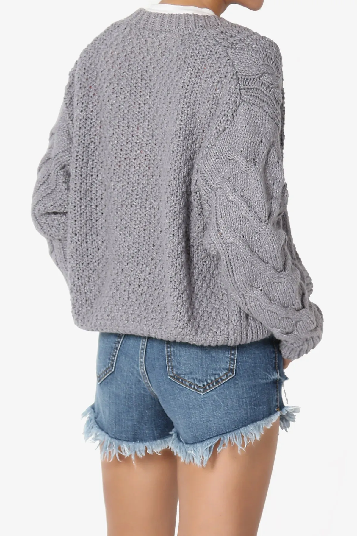 Spain Cropped Cable Knit Sweater Cardigan