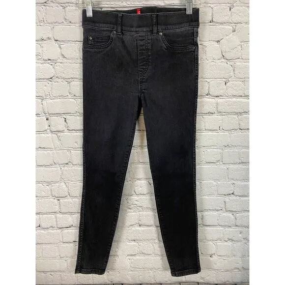 SPANX Ankle Skinny Fitted Jeans In Washed Black Womens Size Small Petite