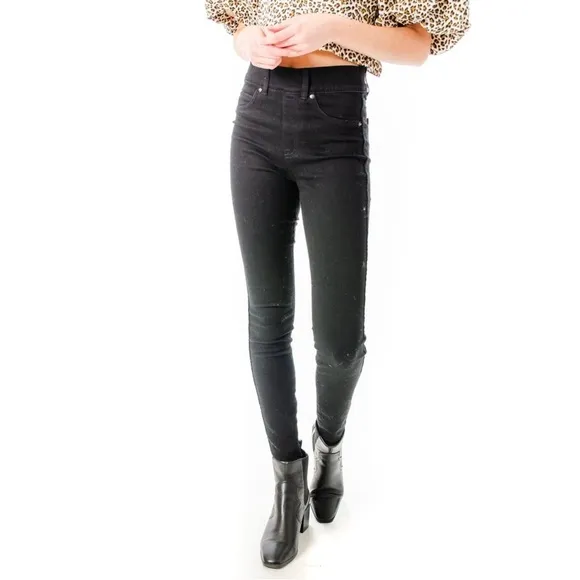 SPANX Ankle Skinny Fitted Jeans In Washed Black Womens Size Small Petite