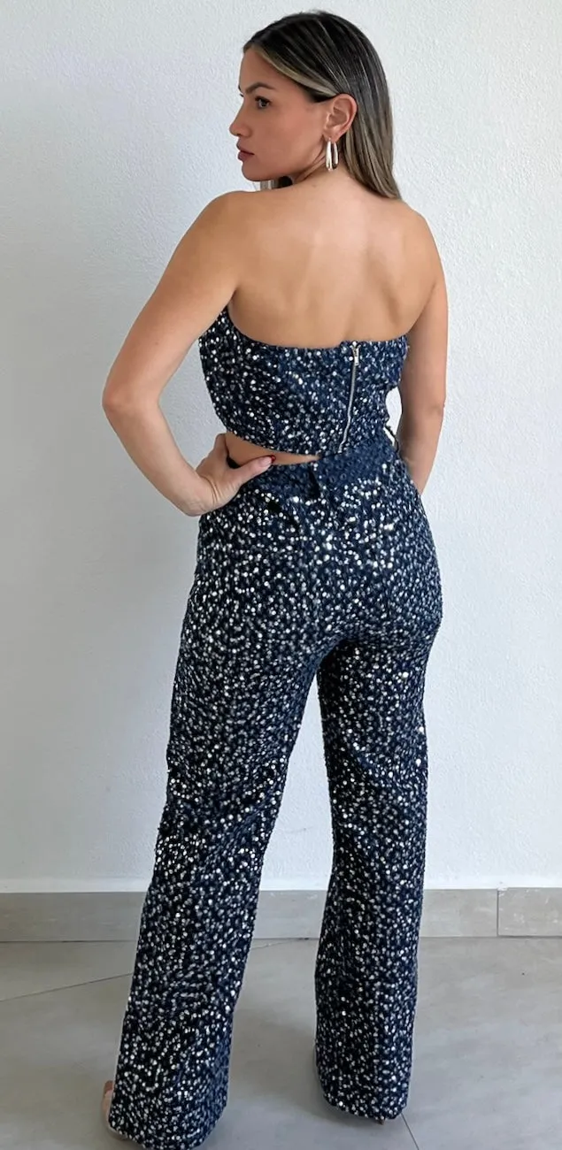 Sparkle Era Denim & Sequins Two-Piece Set