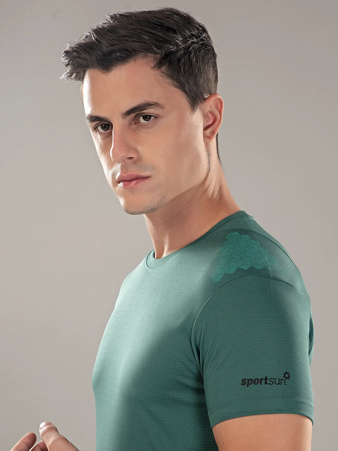 Sport Sun Active Round Neck Green T Shirt