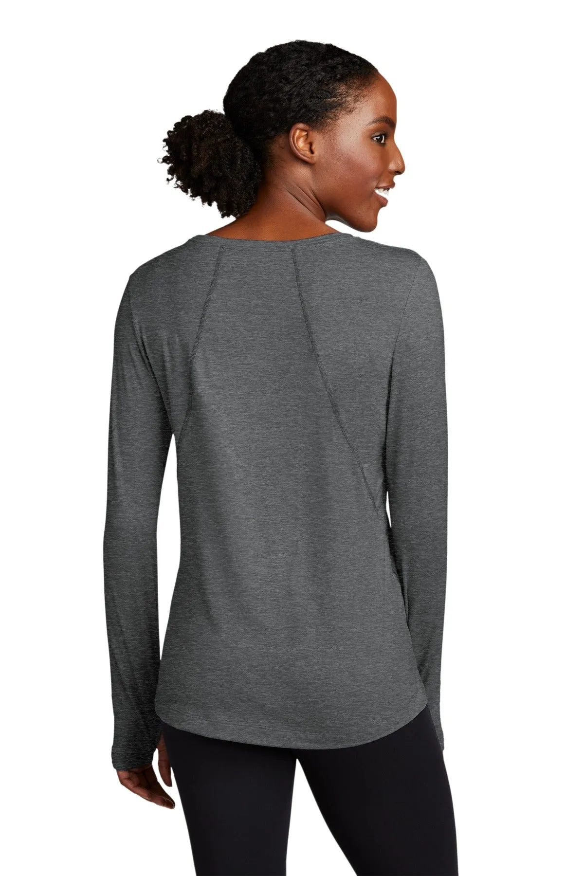 Sport-Tek  Women's Exchange 1.5 Long Sleeve Crew. LST710 Graphite Heather