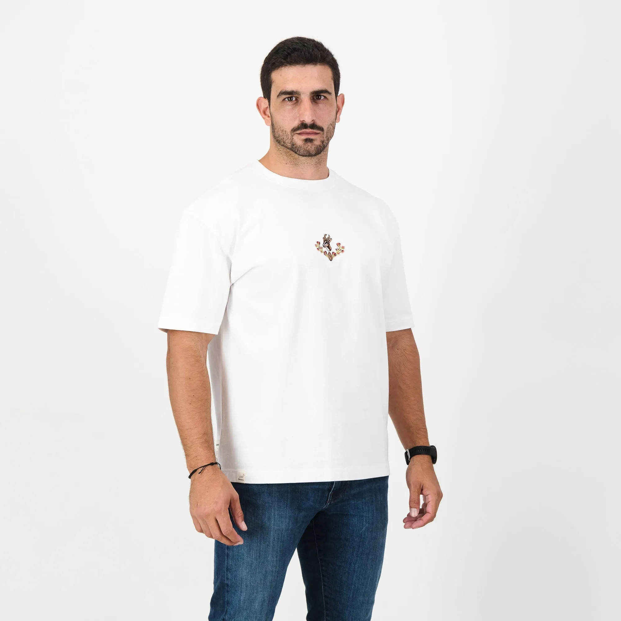 Springboks Wreath Boxy Crew Tee-White