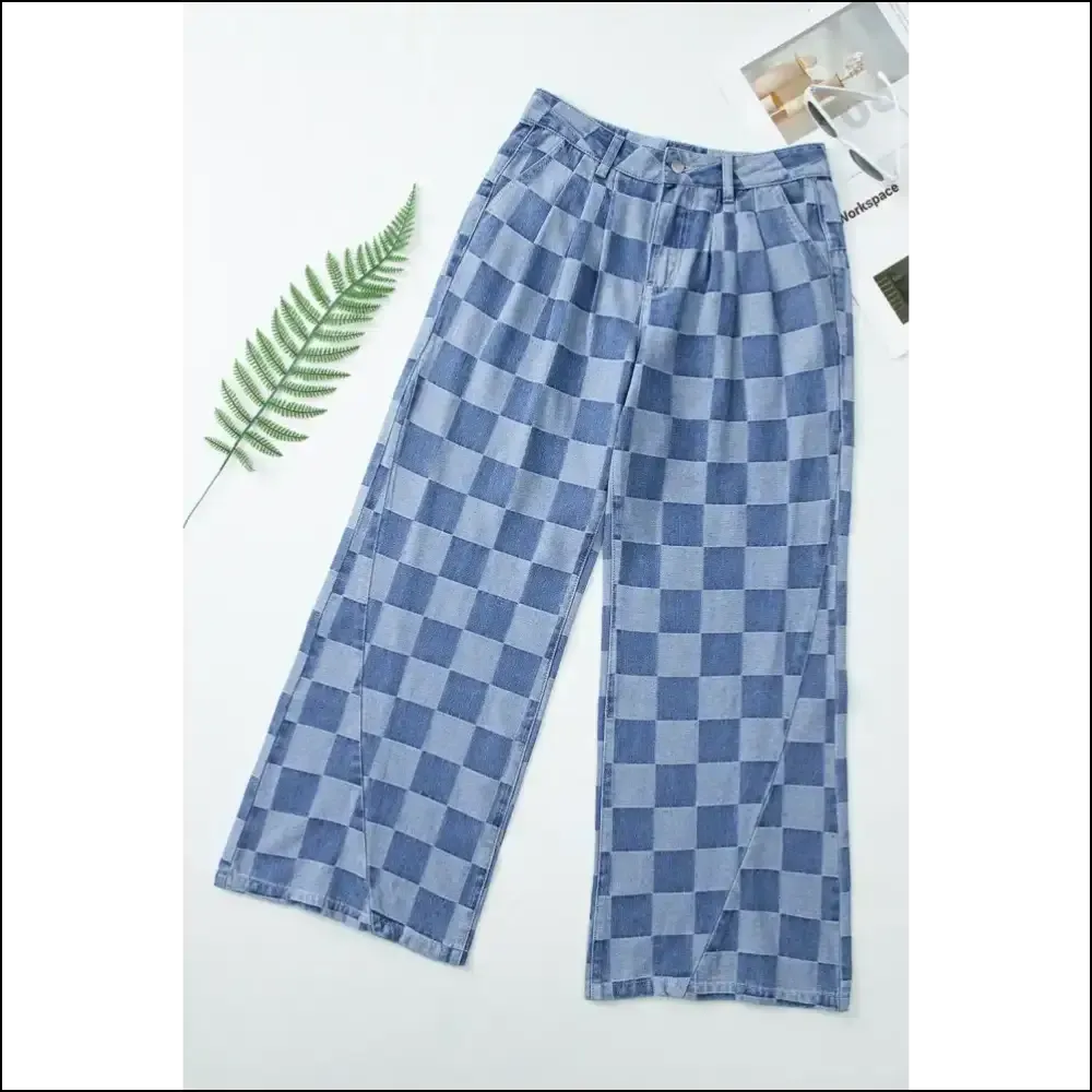 Step Into Style: Chic Checkered Wide Leg Jeans for Runway Dreams 👖✨