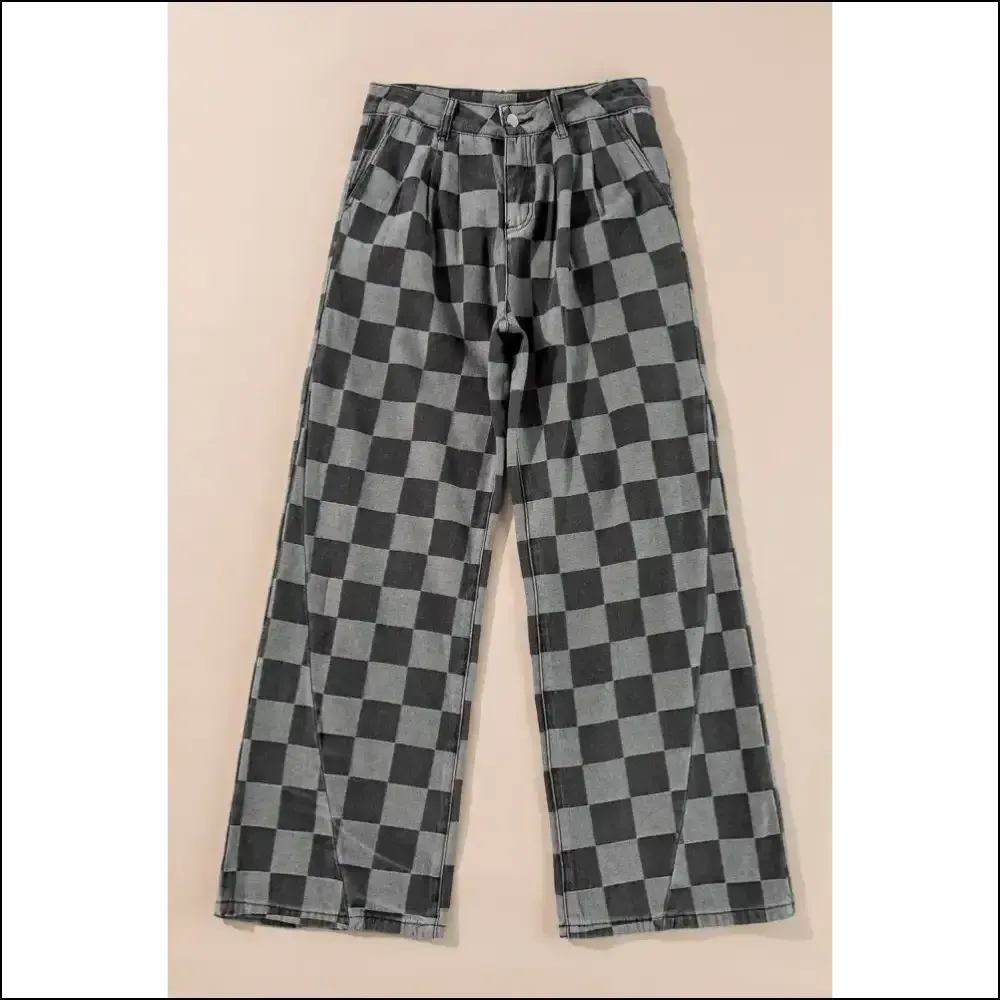 Step Into Style: Chic Checkered Wide Leg Jeans for Runway Dreams 👖✨