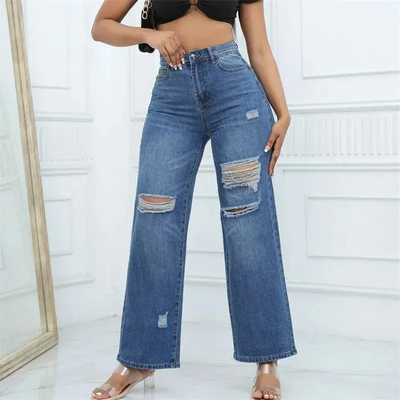 Straight Jeans Wide Leg Denim Pants