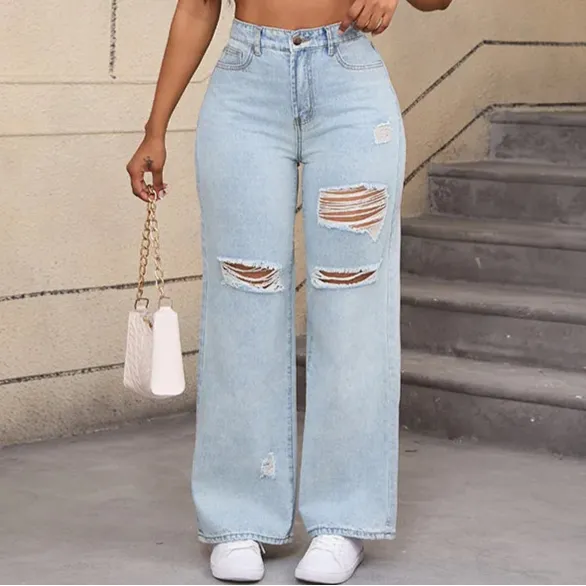 Straight Jeans Wide Leg Denim Pants