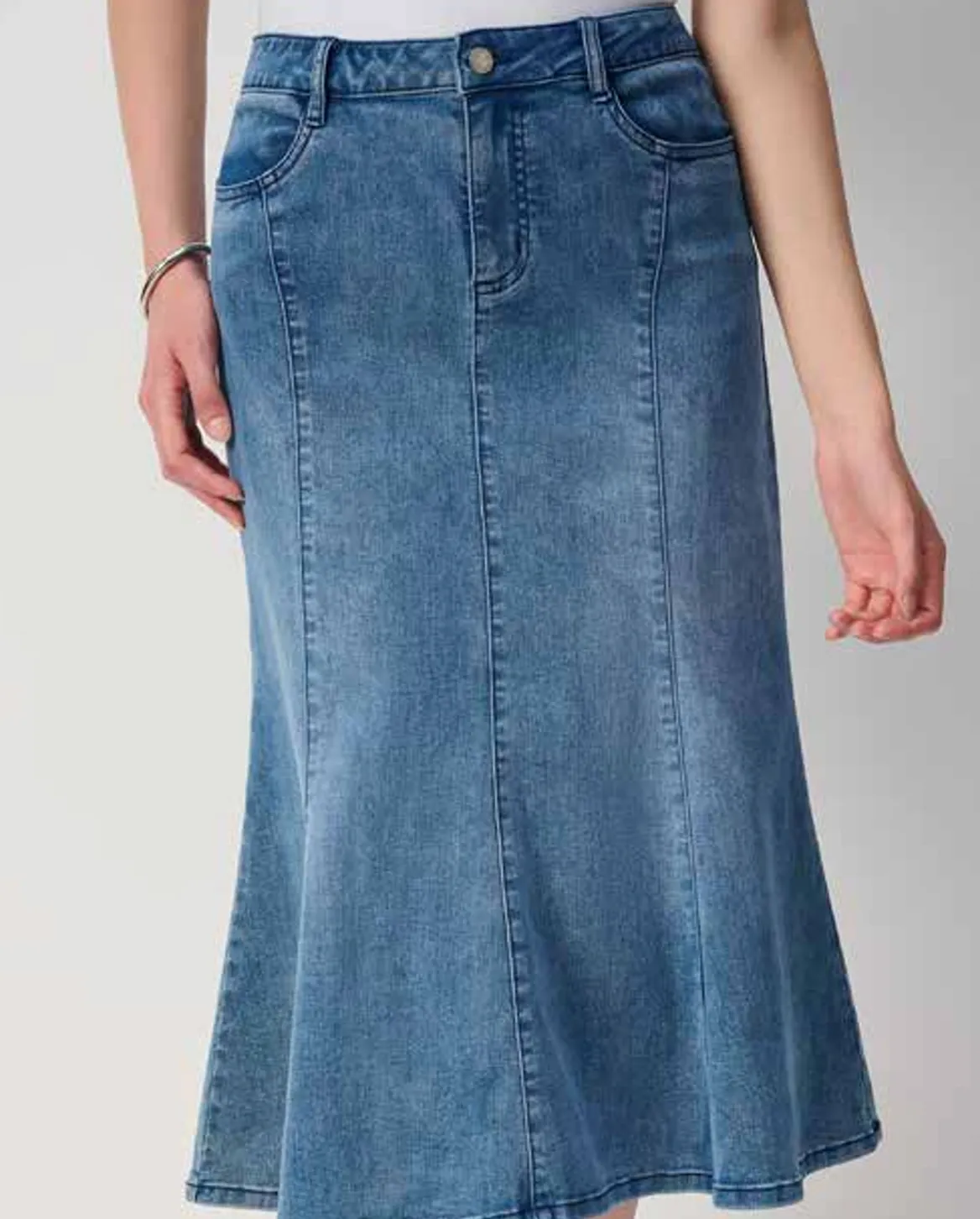 Stretch Denim Trumpet  Skirt