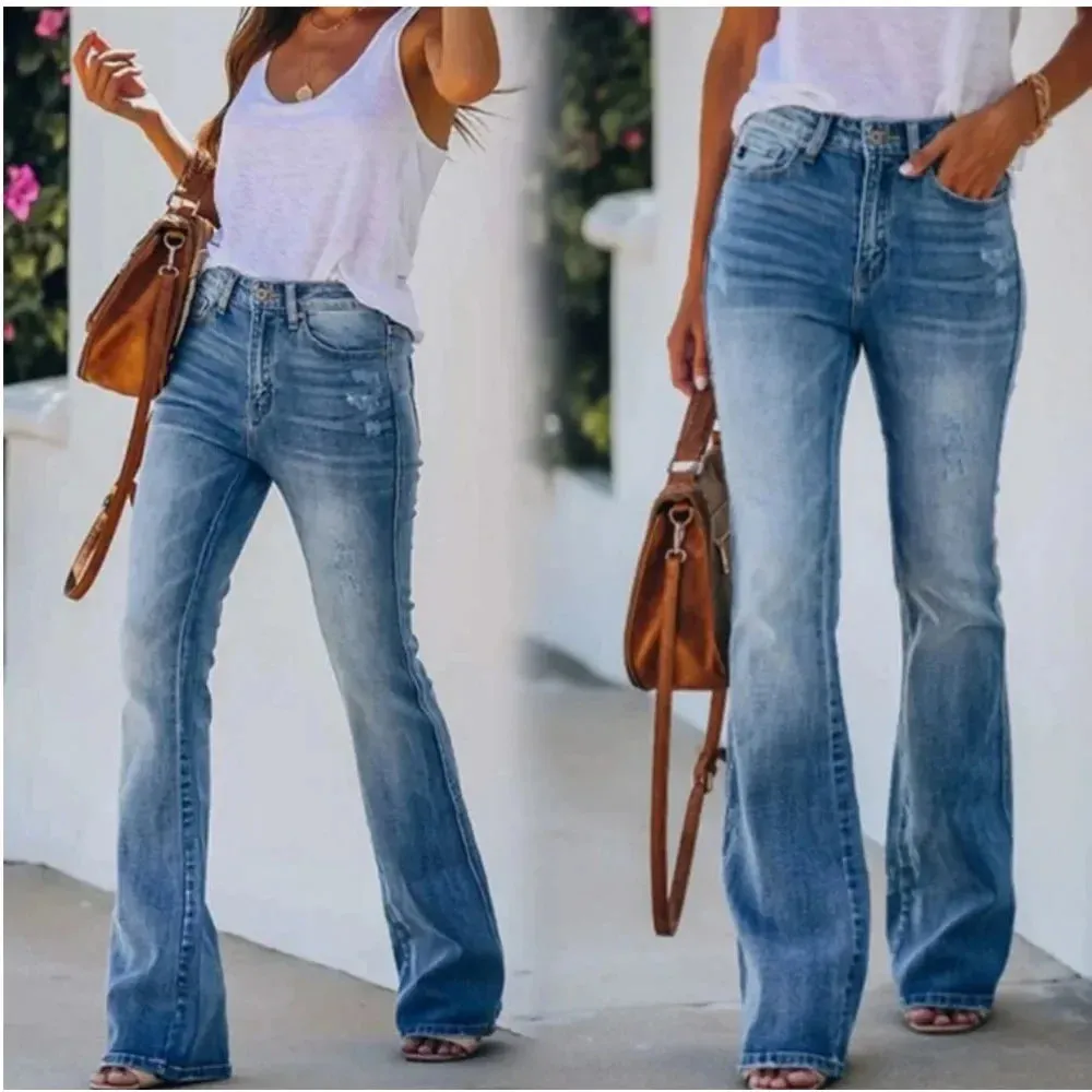 Stretch Micro-flare Jeans Trousers