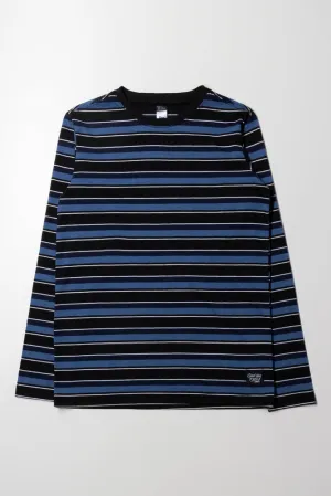 Stripe Long Sleeve T-Shirt Black And Blue