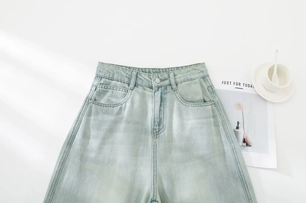 Stylish Wide Leg Jeans in Soft Lightweight Fabric for Women