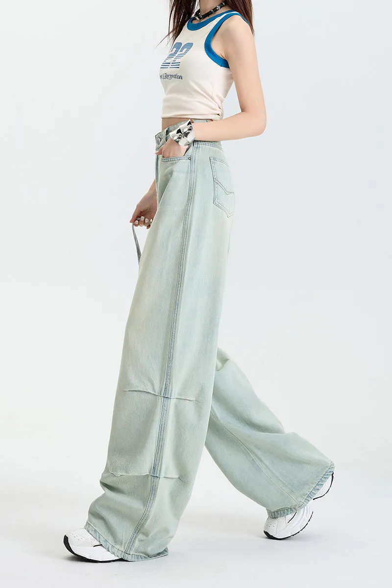 Stylish Wide Leg Jeans in Soft Lightweight Fabric for Women