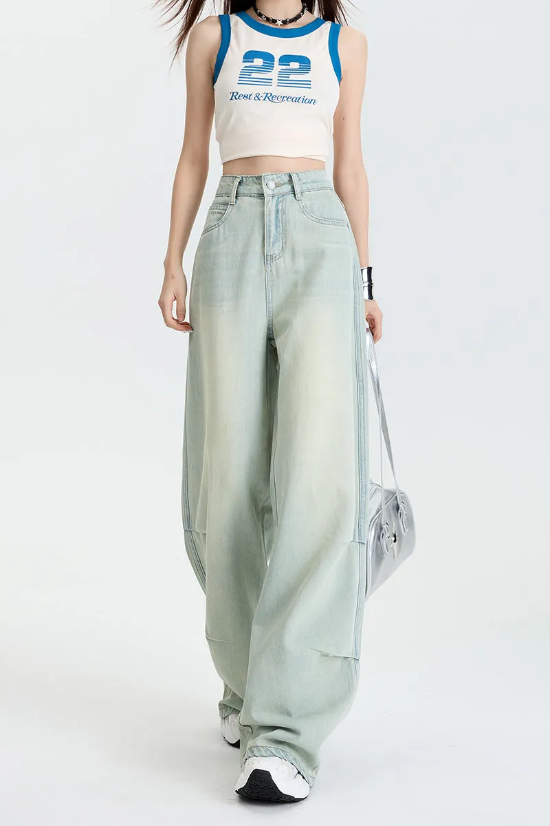Stylish Wide Leg Jeans in Soft Lightweight Fabric for Women