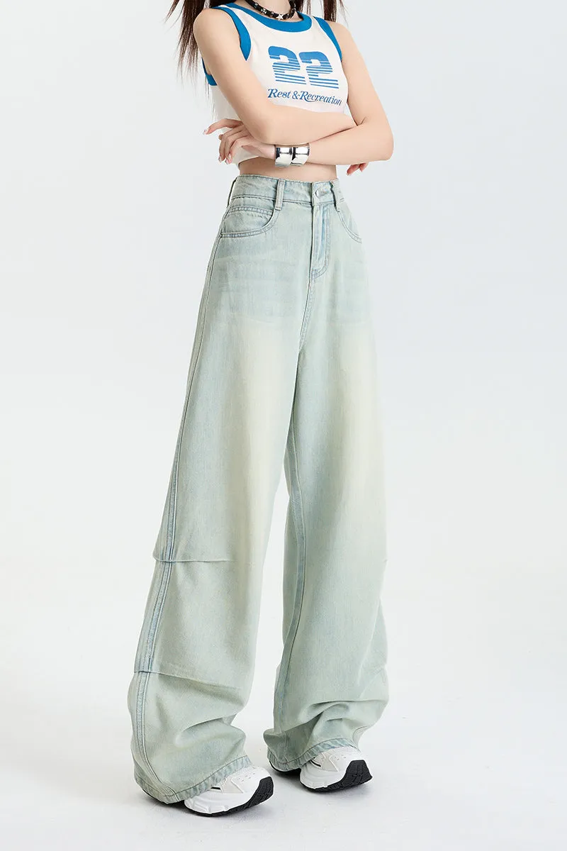 Stylish Wide Leg Jeans in Soft Lightweight Fabric for Women