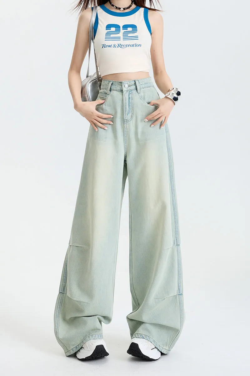 Stylish Wide Leg Jeans in Soft Lightweight Fabric for Women